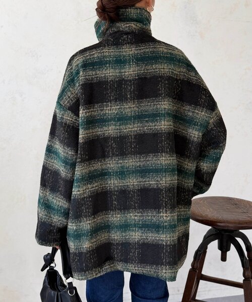 Chez toi(シェトワ)の「シャギースタンドネックコート(その他アウター・レディース・ブルー/チャコールグレー/グリーン・FREE)」の12枚目の写真