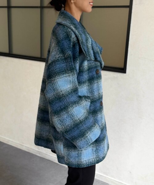 Chez toi(シェトワ)の「シャギースタンドネックコート(その他アウター・レディース・ブルー/チャコールグレー/グリーン・FREE)」の20枚目の写真