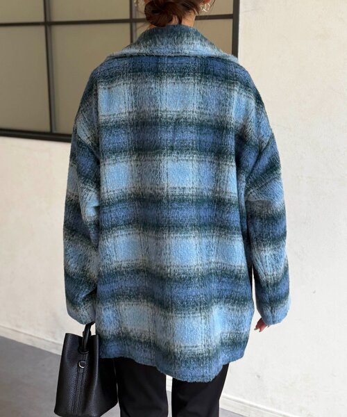 Chez toi(シェトワ)の「シャギースタンドネックコート(その他アウター・レディース・ブルー/チャコールグレー/グリーン・FREE)」の21枚目の写真
