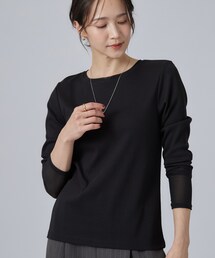 【S-LL/洗濯機可】レイヤードの幅広がる お袖チュールトップス