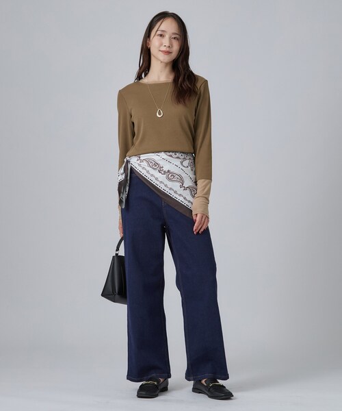 SHOO・LA・RUE(シューラルー)の「【S-LL/洗濯機可】コーデの幅広がる お袖チュールトップス(Tシャツ/カットソー・レディース・キャメル/ブラック系/ホワイト系1/グレー系その他・04/02/03/01)」の18枚目の写真