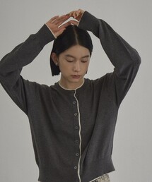 ソフトタッチ 配色レイヤード風ニットカーディガン