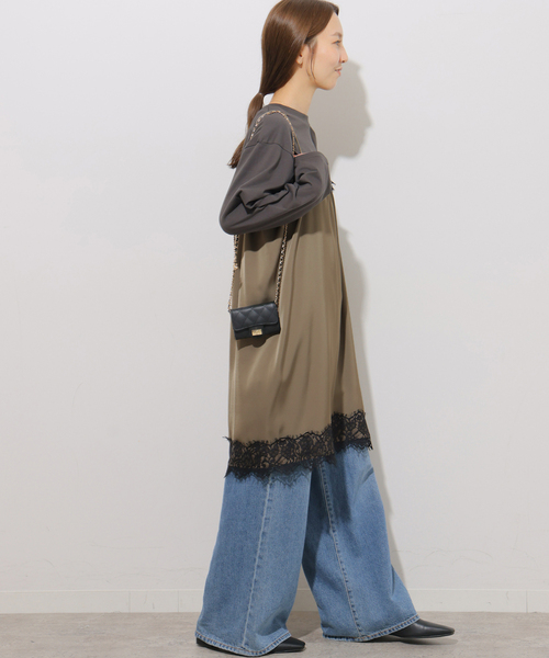 JOURNAL STANDARD relume(ジャーナルスタンダード レリューム)の「2WAYサテンレースキャミワンピース(ワンピース・レディース・グレー/アイボリー・FREE)」の6枚目の写真