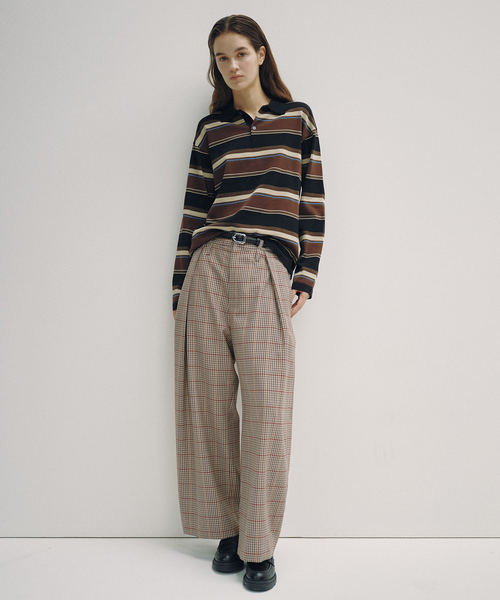 Spick & Span(スピックアンドスパン)の「《追加 / 一部店舗+WEB限定》Checked Barrel-leg Trousers(スラックス・レディース・ベージュ・38/36)」の2枚目の写真
