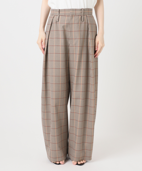 Spick & Span(スピックアンドスパン)の「《追加 / 一部店舗+WEB限定》Checked Barrel-leg Trousers(スラックス・レディース・ベージュ・38/36)」の3枚目の写真