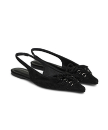 FAUX SUEDE BUCKLE SLINGBACKS IN BLACK