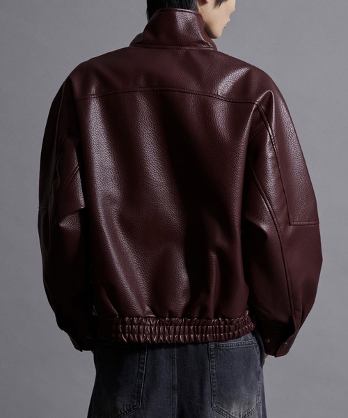 Loose/ルース（ルース）の「スタンドネック合皮ブルゾン（ブルゾン・メンズ・ワイン/ブラック・S/L/M）」の3枚目の写真