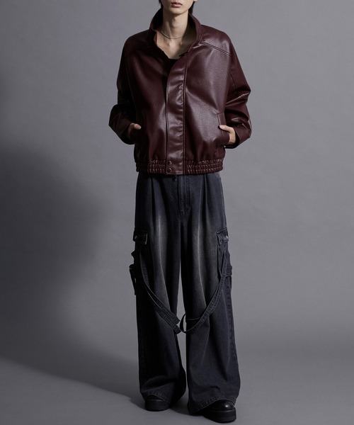 Loose/ルース（ルース）の「スタンドネック合皮ブルゾン（ブルゾン・メンズ・ワイン/ブラック・S/L/M）」の5枚目の写真
