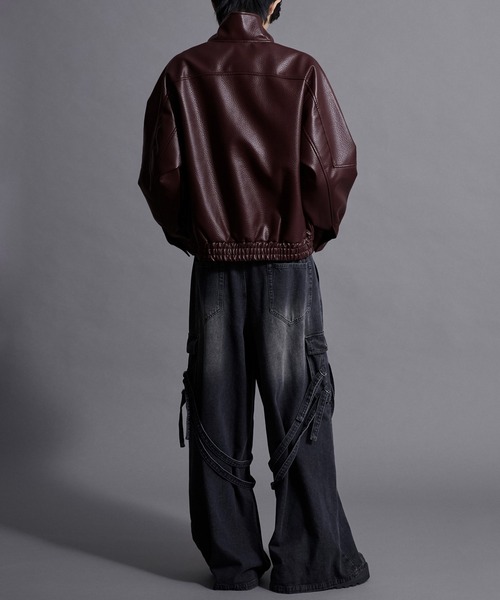 Loose/ルース（ルース）の「スタンドネック合皮ブルゾン（ブルゾン・メンズ・ワイン/ブラック・S/L/M）」の8枚目の写真