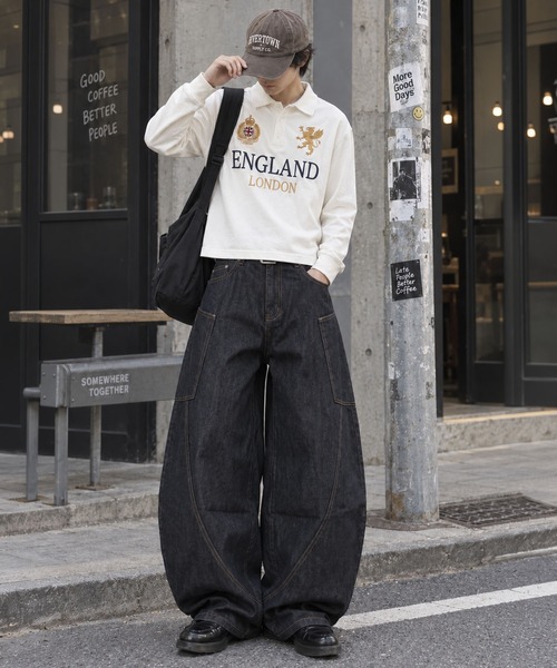 SPINNS(スピンズ)の「短丈長袖ニットポロシャツ/刺繍グリフォンロゴ(ポロシャツ・メンズ・レッド/ネイビー/ブラック/ホワイト・ONESIZE)」の11枚目の写真