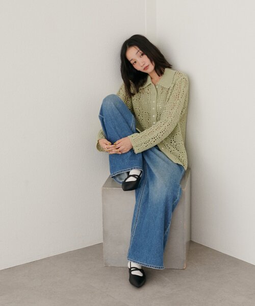 DISCOAT(ディスコート)の「レース編みカーディガン(カーディガン/ボレロ・レディース・ミント/アイボリー・FREE)」の17枚目の写真