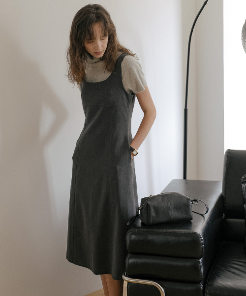 TILL I DIE（ティルアイダイ）の「Tailored a-Line dress [TIFA06OP01]_Charcoal（ワンピース・レディース・ダークグレー・MEDIUM/SMALL）」の2枚目の写真