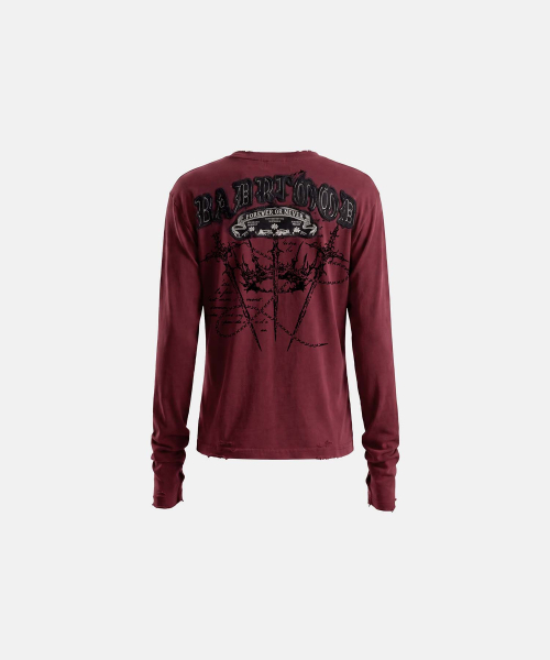 BADBLOOD（バッドブラッド）の「MYSTIC カプセルレイヤードグラフィック クルーネック ロングスリーブ - バーガンディ（Tシャツ/カットソー・レディース・その他・MEDIUM/LARGE/SMALL）」の3枚目の写真