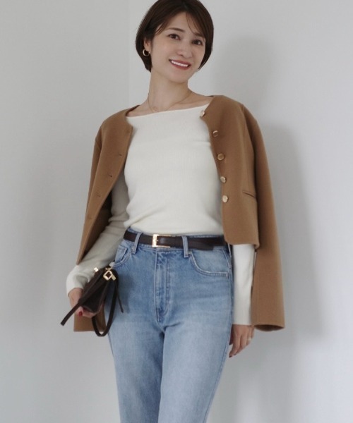 anuans（アニュアンス）の「【WEB限定】シルクカシミヤブレンドフィットリブボートネックリブニット（ニット/セーター・レディース・アイボリー/ブラック/グレー・FREE）」の12枚目の写真