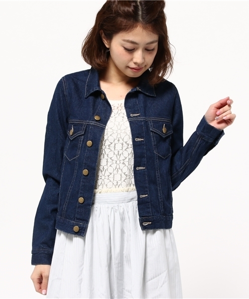 Chico(チコ)の「デニムGジャン(デニムジャケット・レディース・ネイビー/ブルー・FREE)」の13枚目の写真