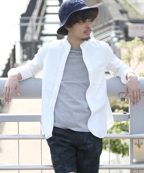 Denime(ドゥニーム)の「オックスフォード バンドカラーシャツ/OXFORD SHIRT(シャツ/ブラウス・メンズ・サックスブルー/ホワイト/イエロー・LARGE/X-LARGE/MEDIUM)」の2枚目の写真