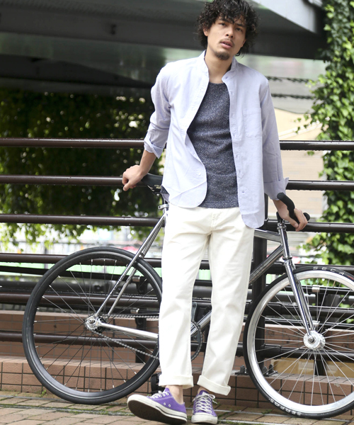Denime(ドゥニーム)の「オックスフォード バンドカラーシャツ/OXFORD SHIRT(シャツ/ブラウス・メンズ・サックスブルー/ホワイト/イエロー・LARGE/X-LARGE/MEDIUM)」の10枚目の写真