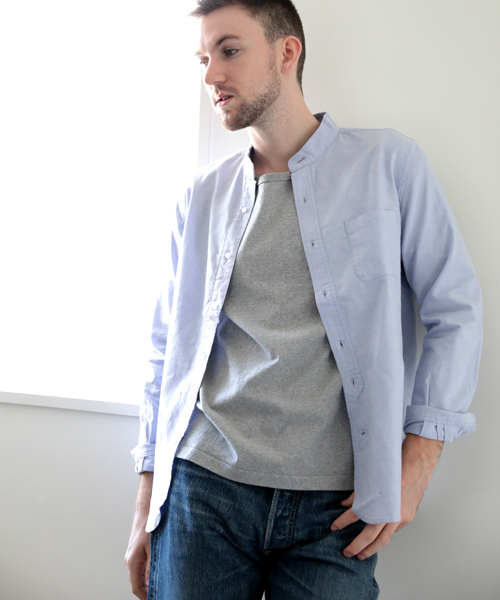 Denime(ドゥニーム)の「オックスフォード バンドカラーシャツ/OXFORD SHIRT(シャツ/ブラウス・メンズ・サックスブルー/ホワイト/イエロー・LARGE/X-LARGE/MEDIUM)」の16枚目の写真