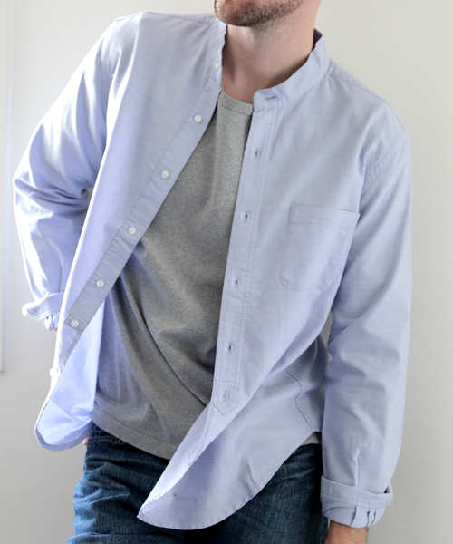 Denime(ドゥニーム)の「オックスフォード バンドカラーシャツ/OXFORD SHIRT(シャツ/ブラウス・メンズ・サックスブルー/ホワイト/イエロー・LARGE/X-LARGE/MEDIUM)」の17枚目の写真