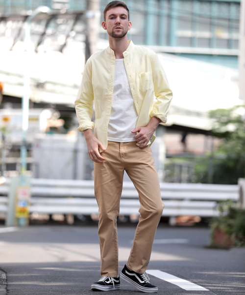 Denime(ドゥニーム)の「オックスフォード バンドカラーシャツ/OXFORD SHIRT(シャツ/ブラウス・メンズ・サックスブルー/ホワイト/イエロー・LARGE/X-LARGE/MEDIUM)」の19枚目の写真