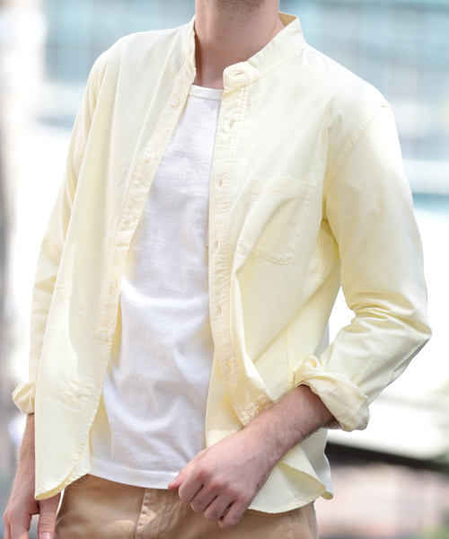 Denime(ドゥニーム)の「オックスフォード バンドカラーシャツ/OXFORD SHIRT(シャツ/ブラウス・メンズ・サックスブルー/ホワイト/イエロー・LARGE/X-LARGE/MEDIUM)」の21枚目の写真