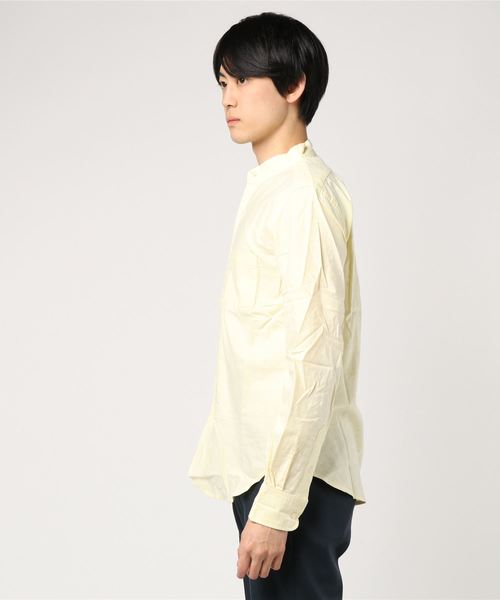 Denime(ドゥニーム)の「オックスフォード バンドカラーシャツ/OXFORD SHIRT(シャツ/ブラウス・メンズ・サックスブルー/ホワイト/イエロー・LARGE/X-LARGE/MEDIUM)」の4枚目の写真