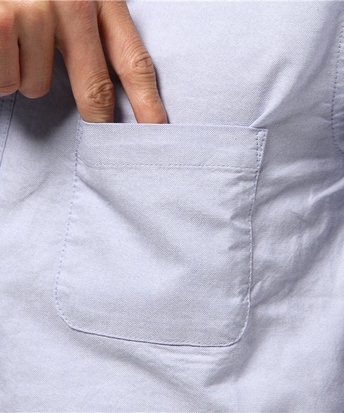 Denime(ドゥニーム)の「オックスフォード バンドカラーシャツ/OXFORD SHIRT(シャツ/ブラウス・メンズ・サックスブルー/ホワイト/イエロー・LARGE/X-LARGE/MEDIUM)」の8枚目の写真