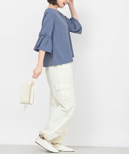 袖パール　ウエストリボン　カットソー リボン&パールカットソー - Ank Rouge(アンクルージュ)のTシャツ