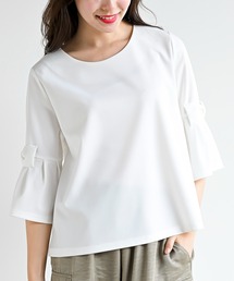 フレアーリボン袖7分プルオーバー