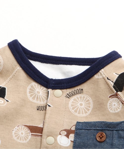 apres les cours（アプレレクール）の「vintage car カバーオール（ロンパース・キッズ・オフホワイト/ベージュ・70/60/80）」の5枚目の写真