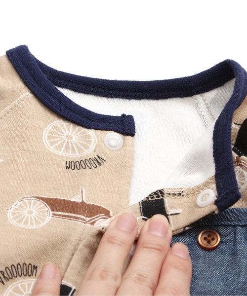 apres les cours（アプレレクール）の「vintage car カバーオール（ロンパース・キッズ・オフホワイト/ベージュ・70/60/80）」の6枚目の写真