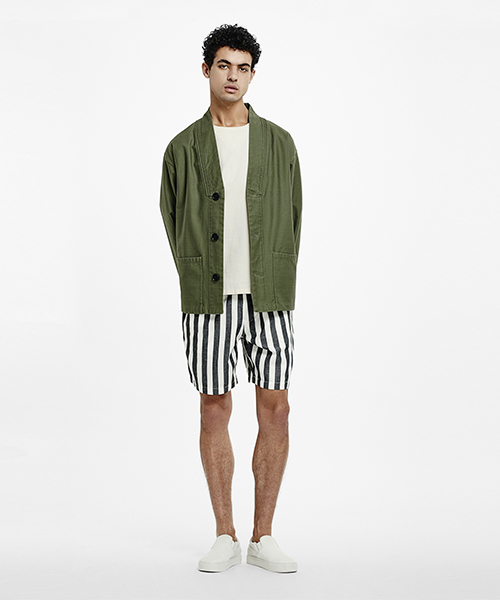 Saturdays NYC（サタデーズ ニューヨークシティ ）の「Keigo Jumbo Stripe Shorts（その他パンツ・メンズ・オリーブ/ホワイト・S/X-SMALL/M/L）」の3枚目の写真