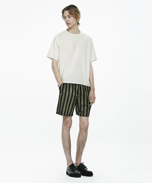Saturdays NYC（サタデーズ ニューヨークシティ ）の「Keigo Jumbo Stripe Shorts（その他パンツ・メンズ・オリーブ/ホワイト・S/X-SMALL/M/L）」の6枚目の写真