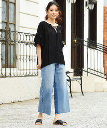 Luz Llena (philter) | [綿100%]配色切替えワイドデニムパンツ(デニムパンツ)