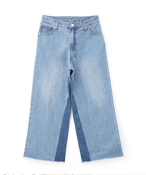 Luz Llena (philter)（ラズレナ　フィルター）の「[綿100%]配色切替えワイドデニムパンツ（デニムパンツ・レディース・サックスブルー/ブルー・LARGE/MEDIUM）」の10枚目の写真