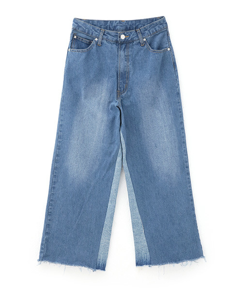 Luz Llena (philter)（ラズレナ　フィルター）の「[綿100%]配色切替えワイドデニムパンツ（デニムパンツ・レディース・サックスブルー/ブルー・LARGE/MEDIUM）」の11枚目の写真