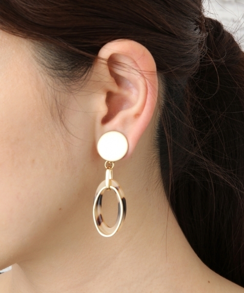 LEPSIM(レプシィム)の「マーブルラウンドクリップ 751410(イヤリング・レディース・オレンジ/ブラウン・ONE SIZE)」の2枚目の写真