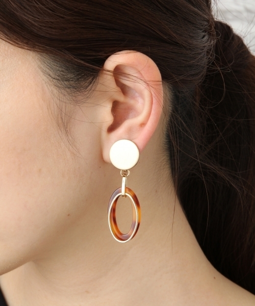 LEPSIM(レプシィム)の「マーブルラウンドクリップ 751410(イヤリング・レディース・オレンジ/ブラウン・ONE SIZE)」の1枚目の写真