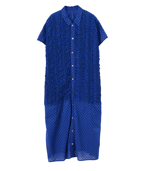 zuccaズッカ ブルー半袖ワンピースカットソー ZUCCa（ズッカ）の「ドットレース（ワンピース）」 - WEAR