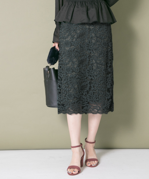 URBAN RESEARCH（アーバンリサーチ）の「カラーレースタイトスカート（スカート・レディース・パープル系その他/グリーン/ベージュ・38/36）」の2枚目の写真