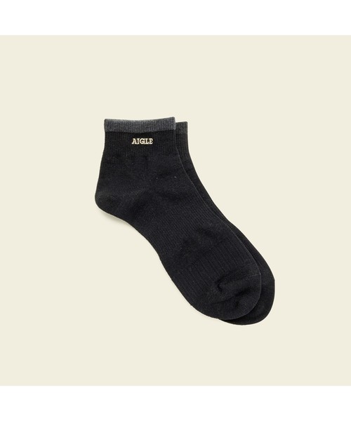 AIGLE（エーグル）の「ワクロスショートソックス（ソックス/靴下・レディース・ブラック/カーキ/ネイビー/オフホワイト/ダークネイビー/グレー/ダークブルー・MEDIUM/LARGE）」の3枚目の写真