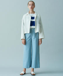 ★GALERIE VIＥギャルリーヴィー 新品 コットンシルクフレンチスリーブブラウス★ 極美品 ギャルリーヴィー GALERIE VIE コットン Vネックプルオーバー