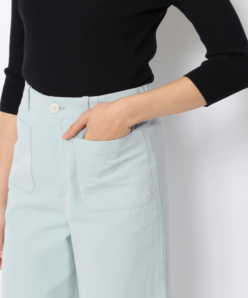 GALERIE VIE リネン セミワイドクロップドパンツ 総柄 S~M 極美品 コットンリネンストレッチ セミワイドクロップドパンツ