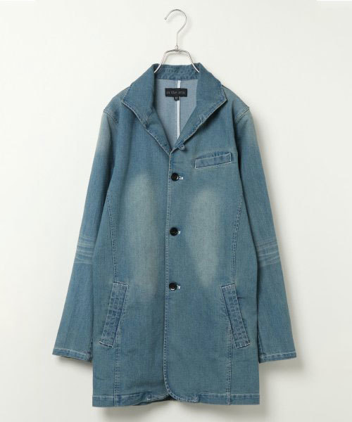 VENCEEXCHANGE（ヴァンスエクスチェンジ）の「ストレッチデニムチェスターコート（チェスターコート・メンズ・ホワイト/ブルー・MEDIUM/LARGE/X-LARGE）」の2枚目の写真