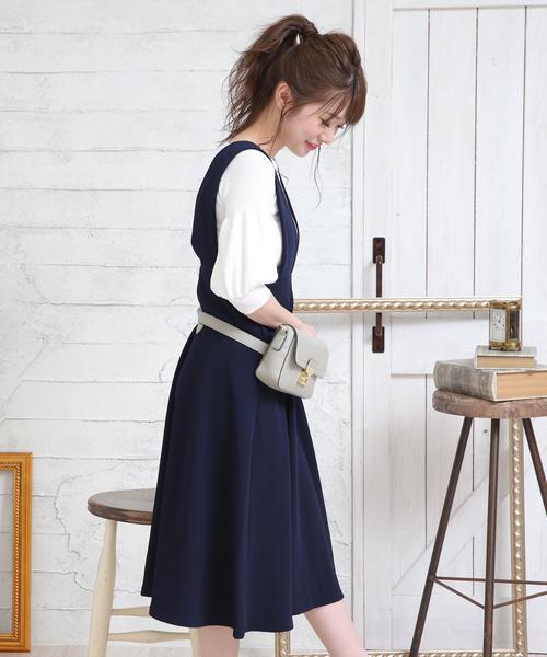 Girly Doll(ガーリードール)の「ジャンパースカート(スカート・レディース・ピンクベージュ/ボルドー/ブラック/ネイビー/ブラウン/グレー・FREE)」の9枚目の写真
