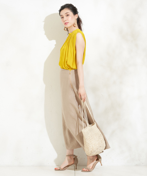 un dix cors（アンディコール）の「リネンロングスカート（スカート・レディース・ベージュ/ブラック/オレンジ・ﾌﾘ-）」の8枚目の写真