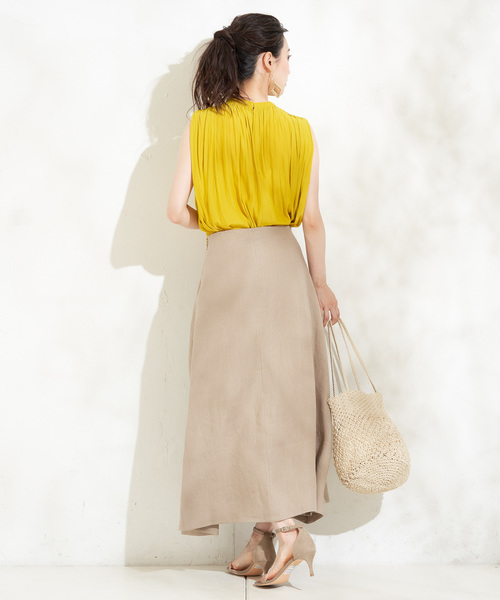 un dix cors（アンディコール）の「リネンロングスカート（スカート・レディース・ベージュ/ブラック/オレンジ・ﾌﾘ-）」の9枚目の写真