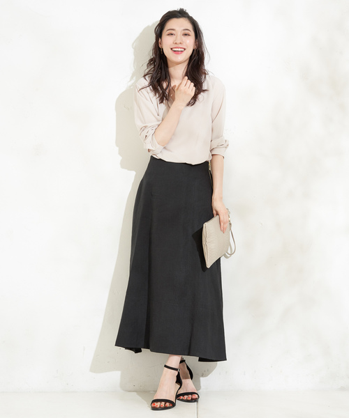 un dix cors（アンディコール）の「リネンロングスカート（スカート・レディース・ベージュ/ブラック/オレンジ・ﾌﾘ-）」の10枚目の写真