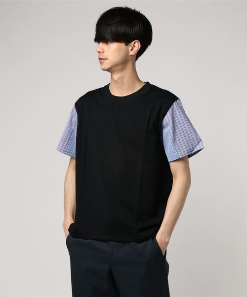 DISCOVERED(ディスカバード)の「【DISCOVERED】Striped shirt(Tシャツ/カットソー・メンズ・ブラック/ホワイト・1/2)」の1枚目の写真