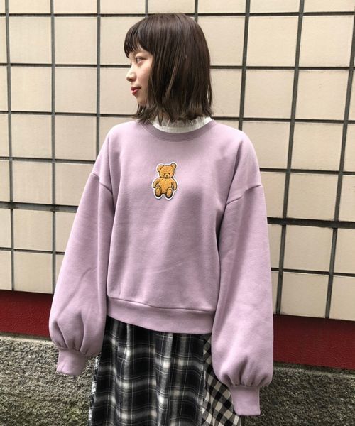 tiptop（ティップトップ）の「裏起毛クマさんスウェットプルオーバー（スウェット・レディース・オフホワイト/ブラック/ラベンダー・FREE）」の3枚目の写真